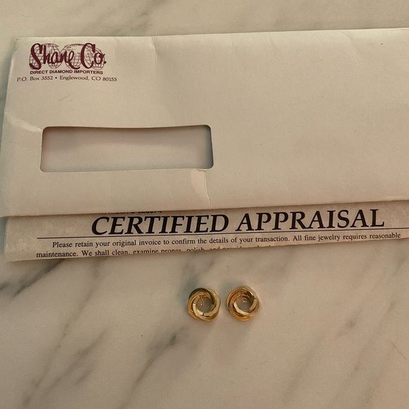 14K Yellow Gold Double Circle Knot Earring Guards Jacket Charms With Appraisal